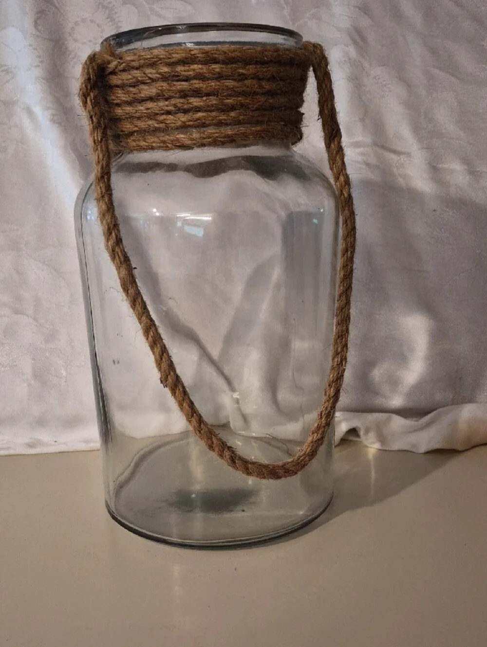 Natural Rope Glass Lantern Vase